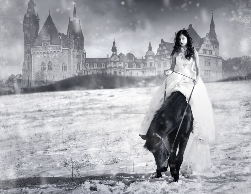 Woman in Wedding Dress — Black, Dramatic, Winter