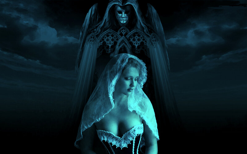 Woman in Wedding Dress — Blue, Dramatic, Night, Digital Art