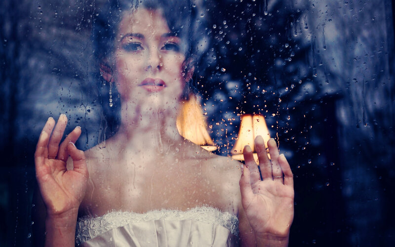 Woman in Wedding Dress — Blue, Dramatic, Night