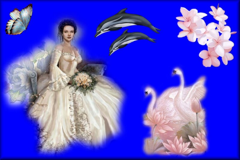 Woman in Wedding Dress — Blue, Serene, Digital Art