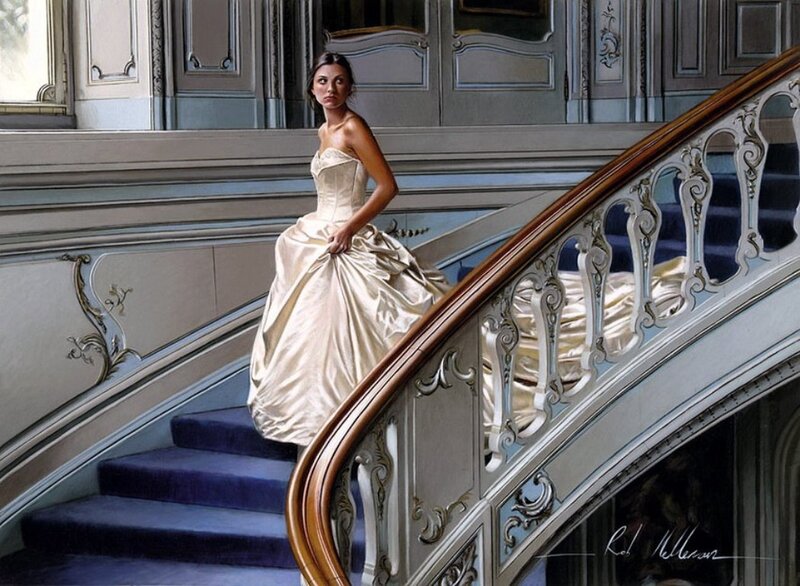 Woman in Wedding Dress — Cream, Dramatic, Painting