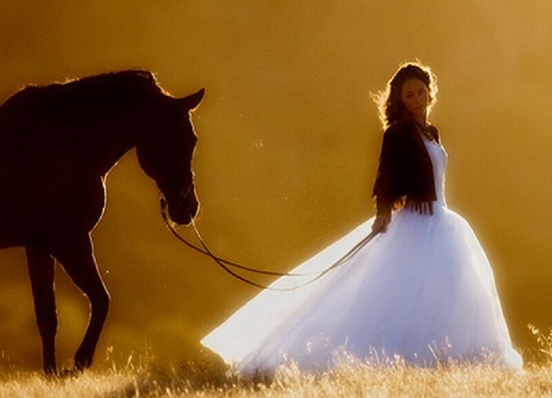 Woman in Wedding Dress — Gold, Dramatic