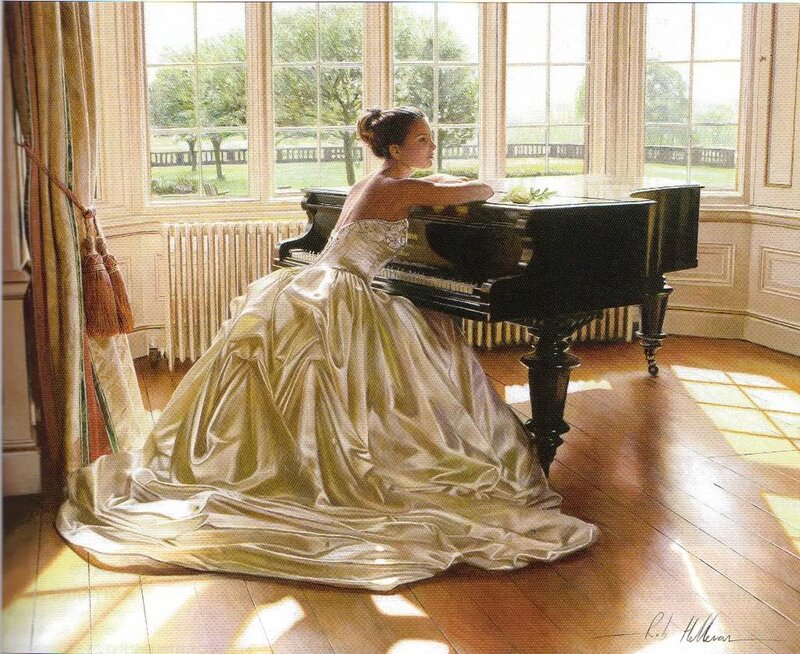 Woman in Wedding Dress — Gold, Serene, Afternoon