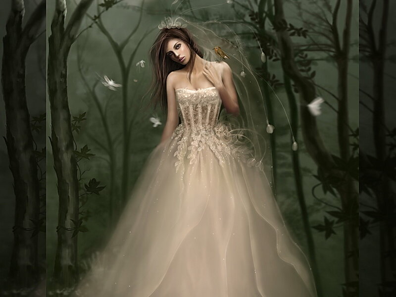 Woman in Wedding Dress — Green, Ethereal