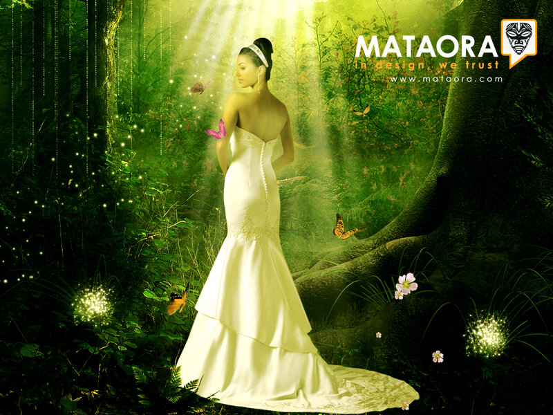 Woman in Wedding Dress — Green, Serene, Night