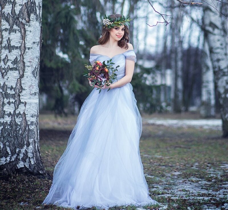 Woman in Wedding Dress — Light Blue