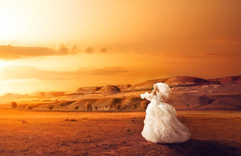 Woman in Wedding Dress — Orange