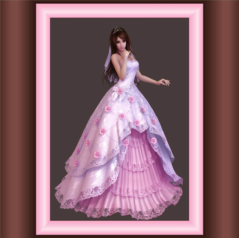 Woman in Wedding Dress — Pink, Elegant, Digital Art