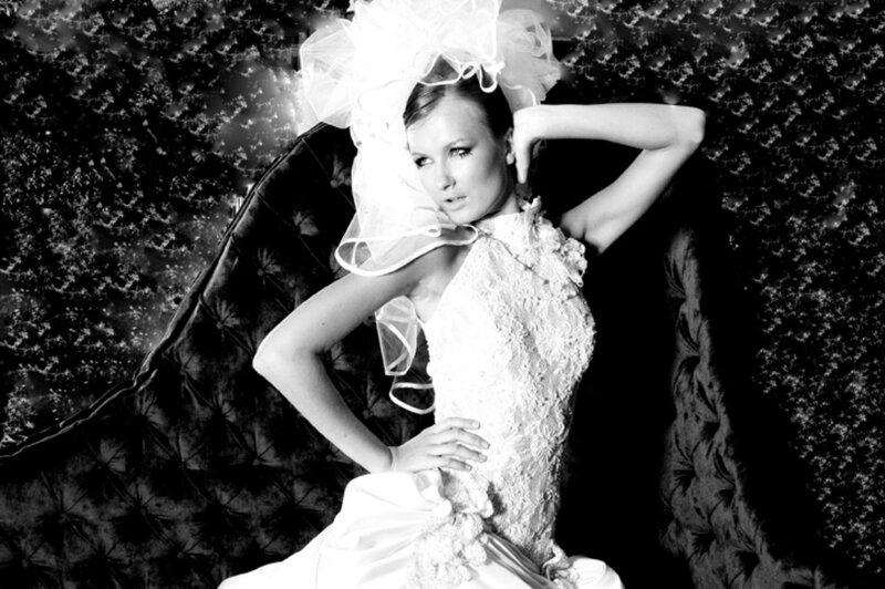woman in wedding dress posing