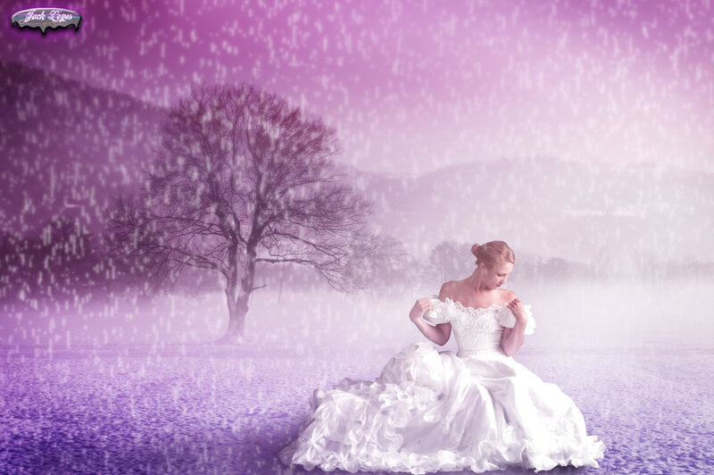 Woman in Wedding Dress — Purple, Dreamy