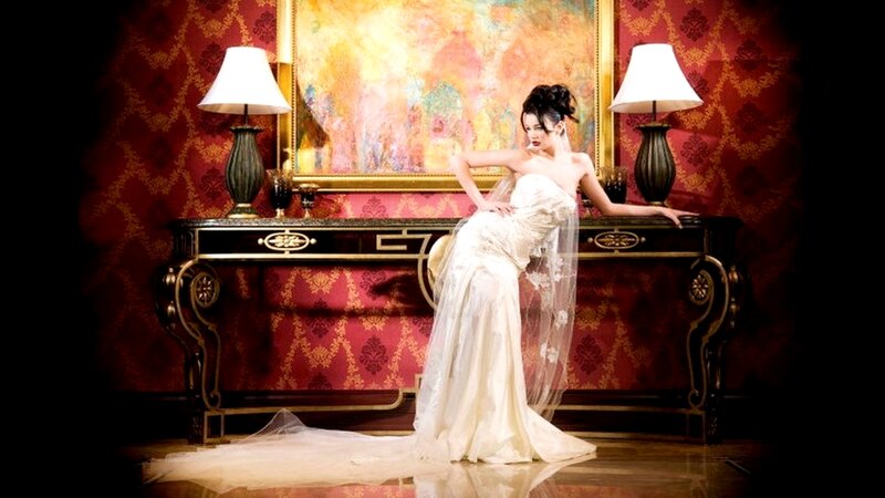 Woman in Wedding Dress — Red, Dramatic