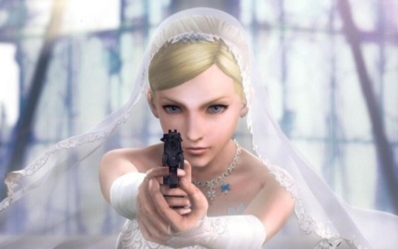 Woman in Wedding Dress — White, Dramatic, 3d Render, Gun
