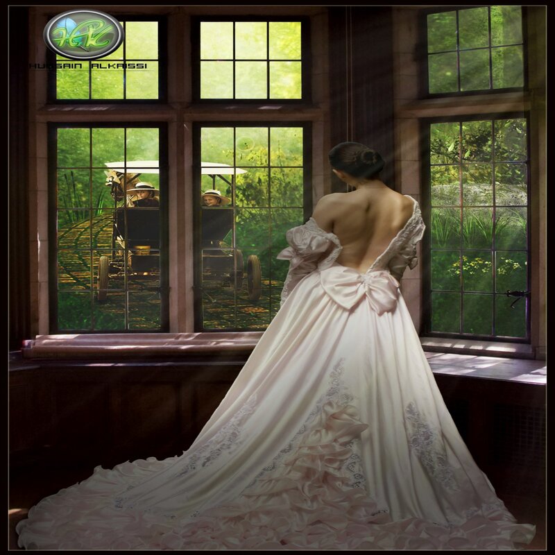 Woman in Wedding Dress — White, Dramatic, Afternoon, Digital Art