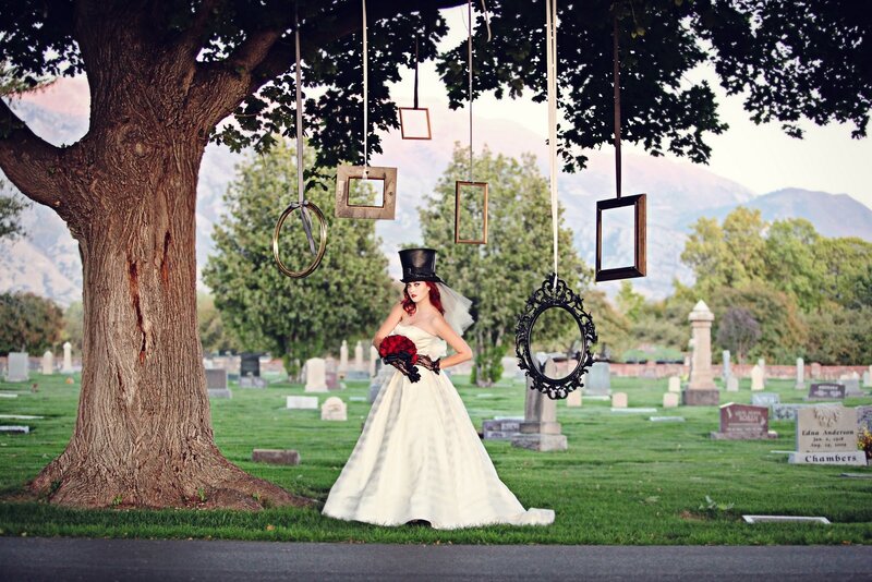 Woman in Wedding Dress — White, Dramatic, Afternoon, Photograph, Tree