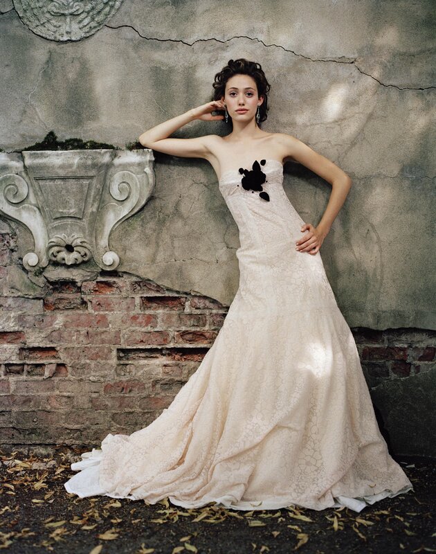 Woman in Wedding Dress — White, Dramatic, Autumn, Photograph, Bricks