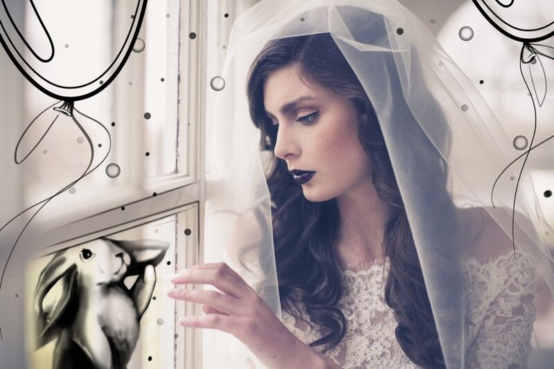 Woman in Wedding Dress — White, Dramatic, Digital Art, Veil
