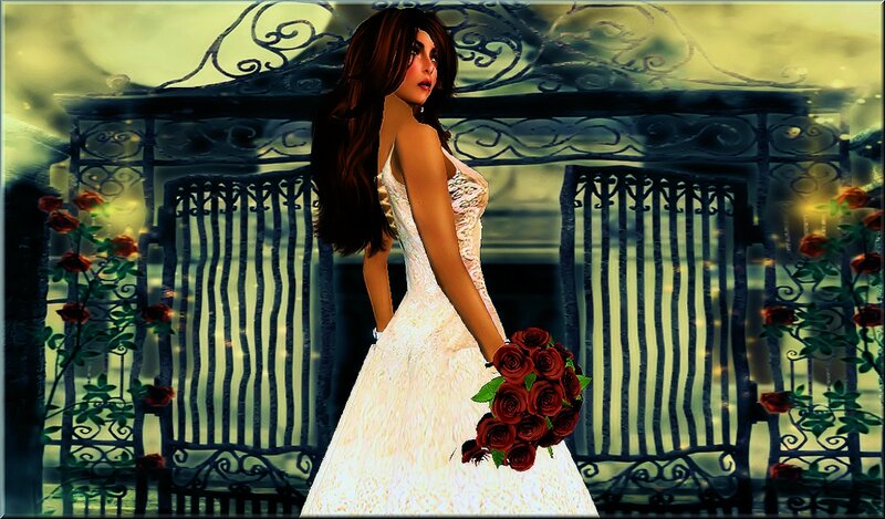Woman in Wedding Dress — White, Dramatic, Night, 3d Render
