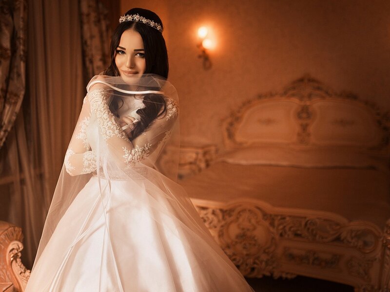 Woman in Wedding Dress — White, Dramatic, Night, Photograph, Veil, Crown