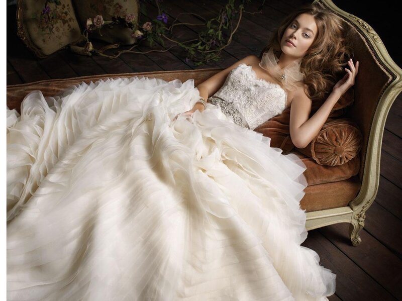 Woman in Wedding Dress — White, Dramatic, Photograph, Couch