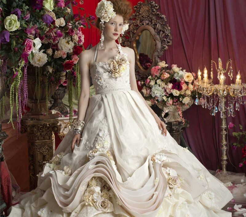 Woman in Wedding Dress — White, Dramatic, Photograph, Flowers, Candelabra
