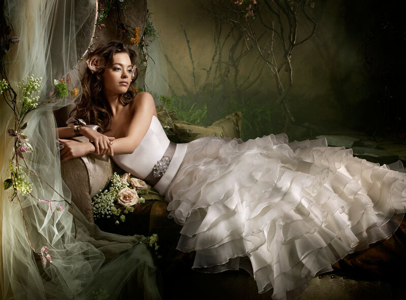Woman in Wedding Dress — White, Dramatic, Photograph, Flowers