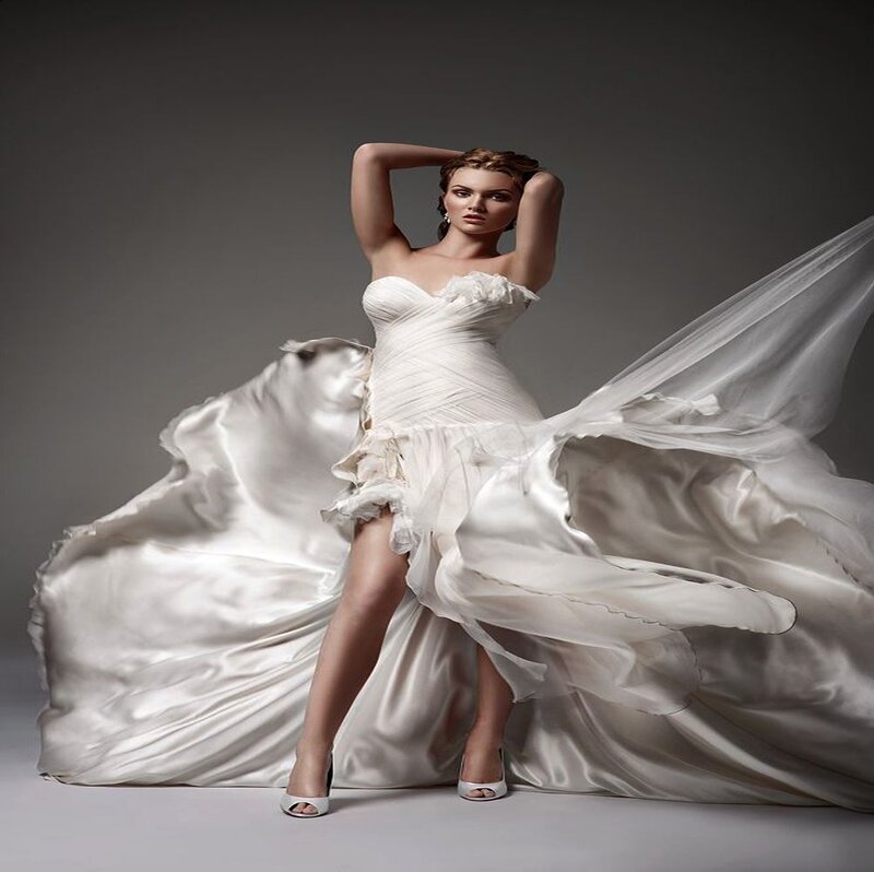 Woman in Wedding Dress — White, Dramatic, Photograph, Heels