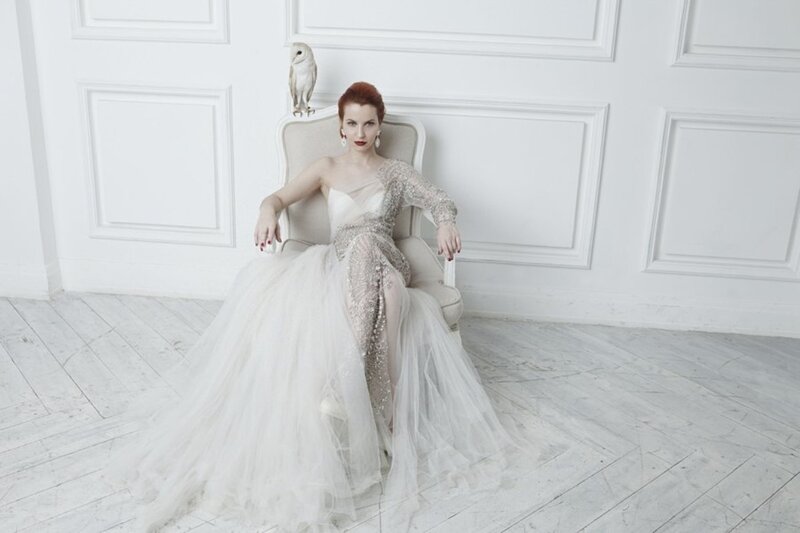 Woman in Wedding Dress — White, Dramatic, Photograph, Owl