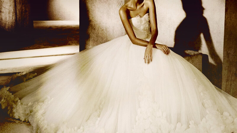 Woman in Wedding Dress — White, Dramatic, Photograph, Shadow, Stairs