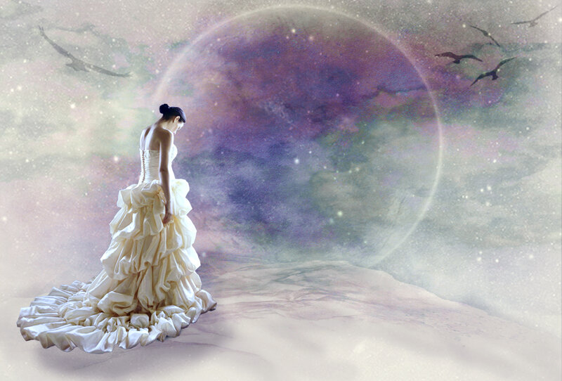 Woman in Wedding Dress — White, Dreamy, Digital Art
