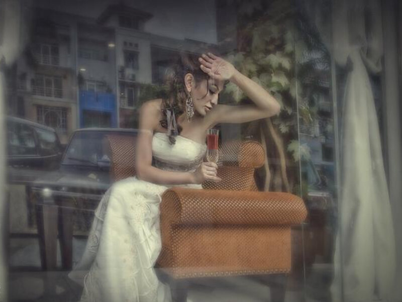 Woman in Wedding Dress — White, Melancholic