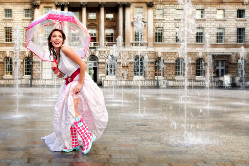 Woman in Wedding Dress — White, Playful, Afternoon