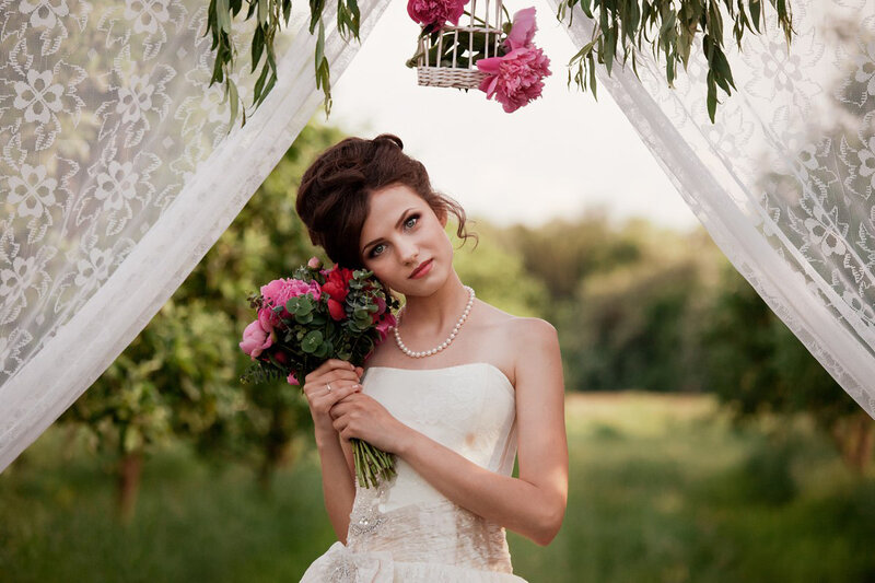 Woman in Wedding Dress — White, Romantic, Afternoon