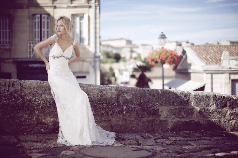 Woman in Wedding Dress — White, Serene, Afternoon, Photograph, Stone Wall
