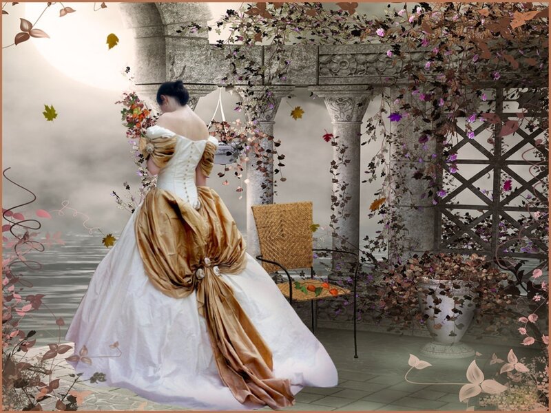 Woman in Wedding Dress — White, Serene, Night, Digital Art