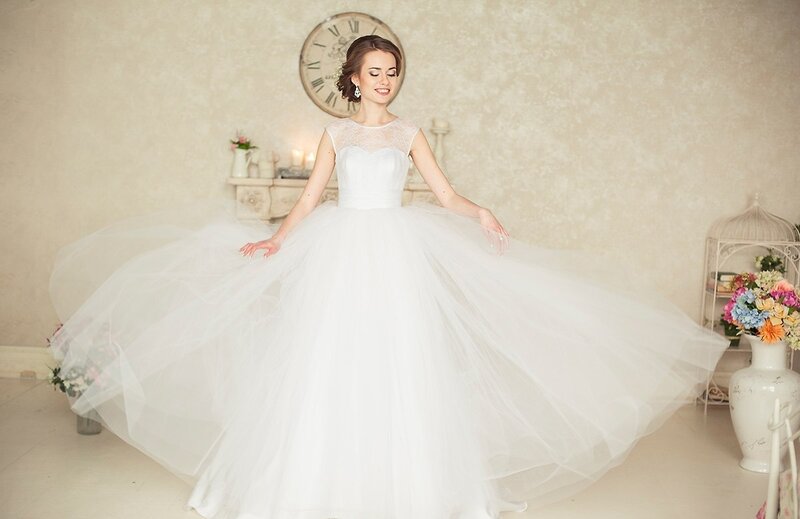 Woman in Wedding Dress — White, Serene, Photograph, Clock
