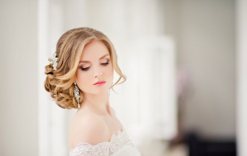 Woman in Wedding Dress — White, Serene, Photograph, Hair Accessory, Earrings