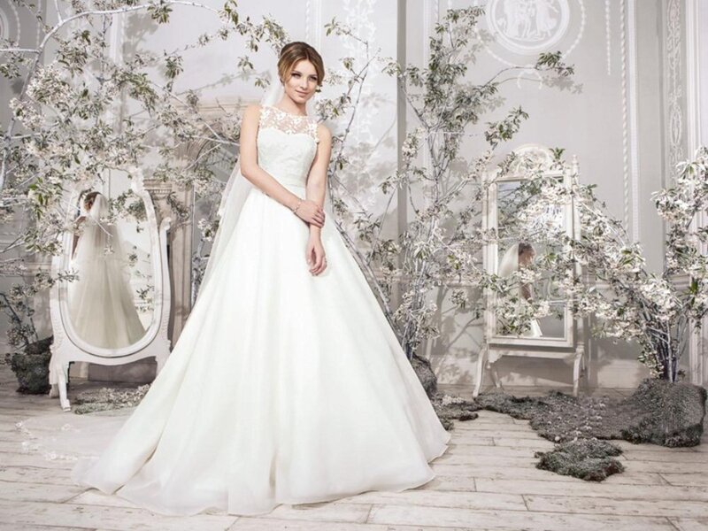 Woman in Wedding Dress — White, Serene, Photograph, Mirror, Flowers