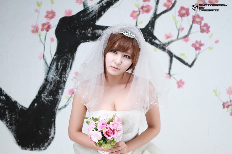Woman in Wedding Dress — White, Serene, Spring, Photograph, Veil, Bouquet, Painting