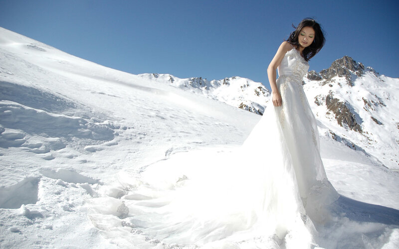 Woman in Wedding Dress — White, Serene, Winter