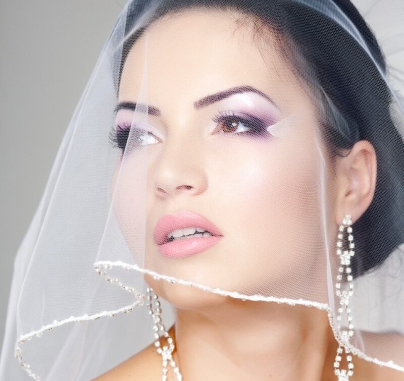 Woman in Wedding Veil — White, Dramatic, Photograph, Makeup