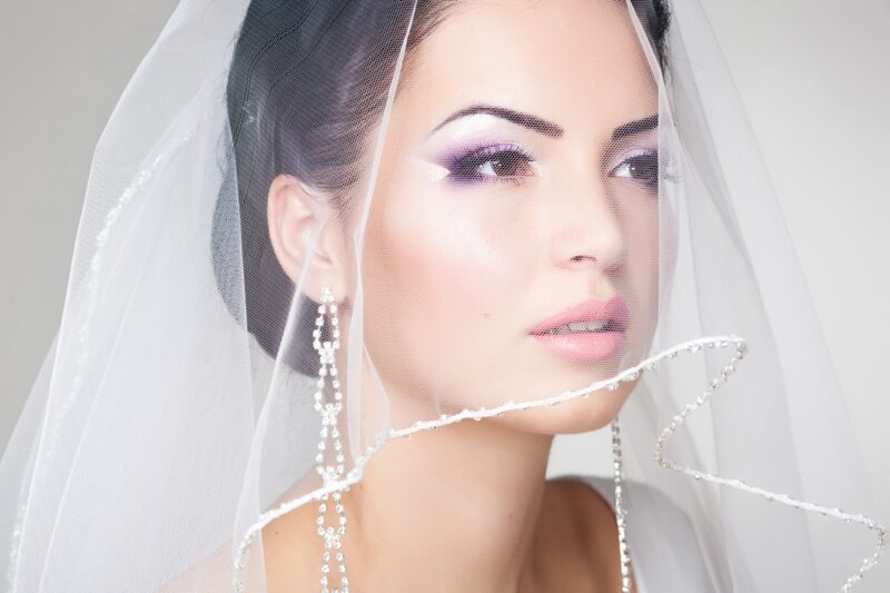 Woman in Wedding Veil — White, Dramatic, Photograph