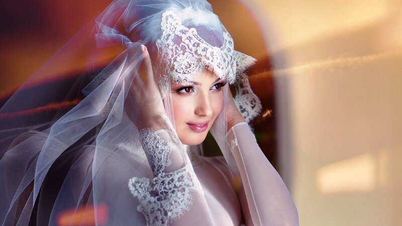 Woman in Wedding Veil — White, Dramatic