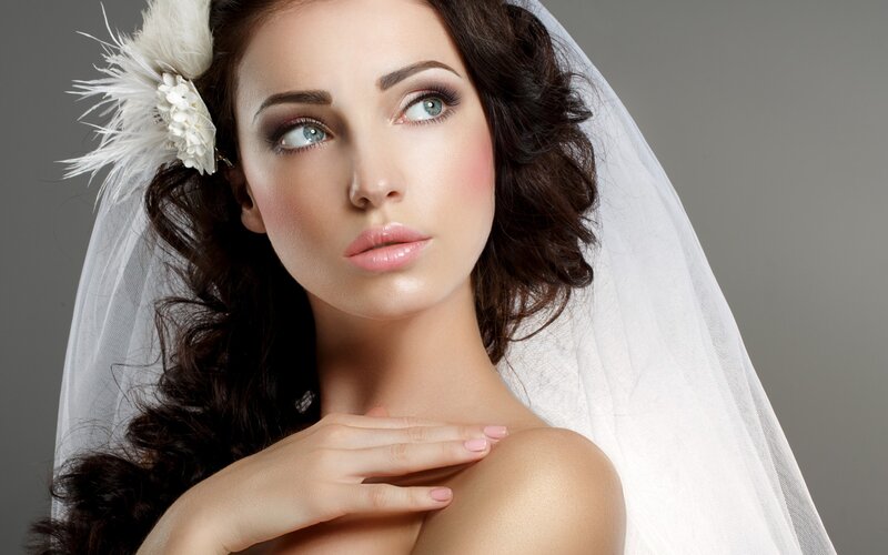 Woman in Wedding Veil — White, Serene, Photograph, Flower