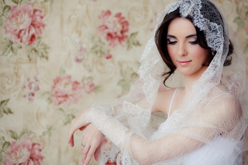 Woman in Wedding Veil — White, Serene, Photograph, Ring