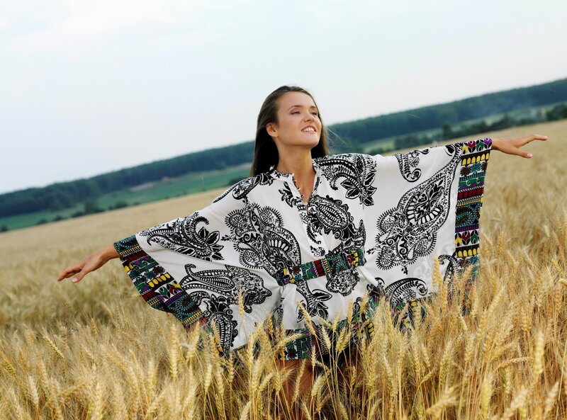 woman in wheat field
