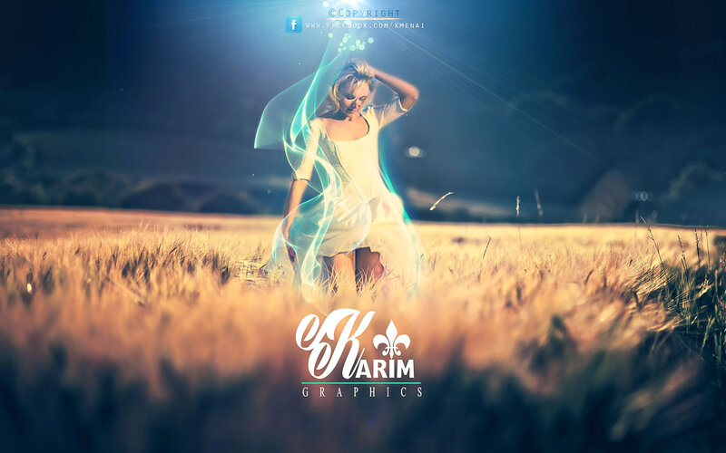Woman in Wheat Field — Blue, Dramatic, Night