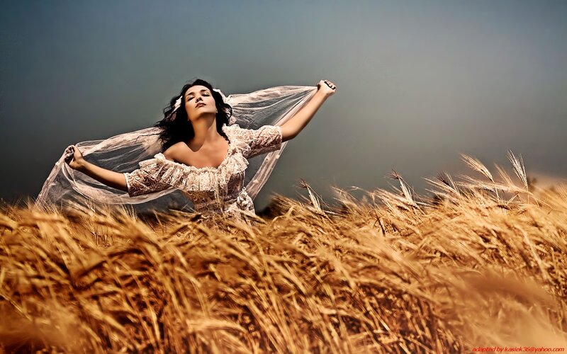 Woman in Wheat Field — Brown