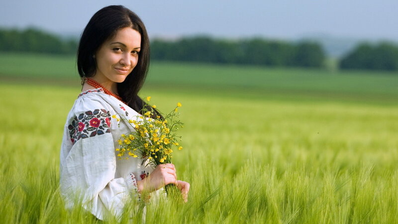 Woman in Wheat Field — Green, Serene
