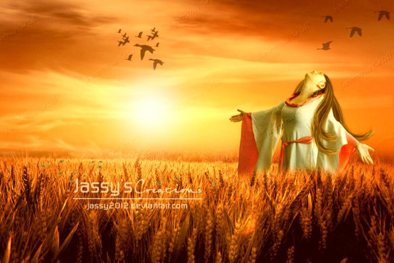 Woman in Wheat Field — Orange