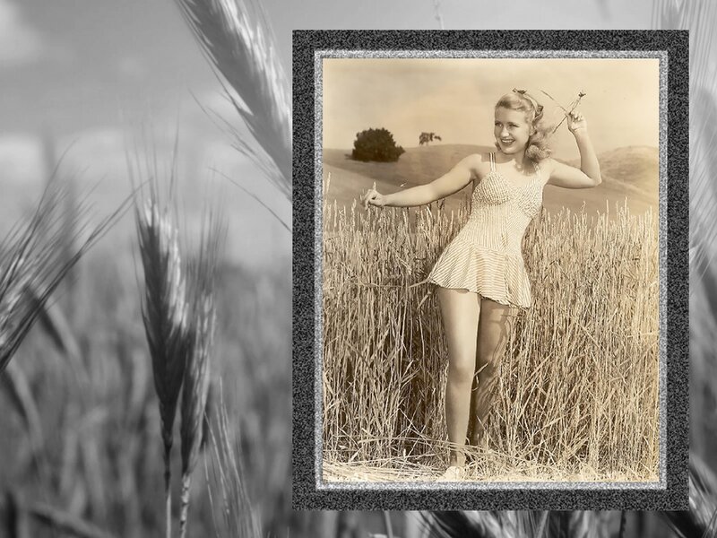 Woman in Wheat Field — Sepia